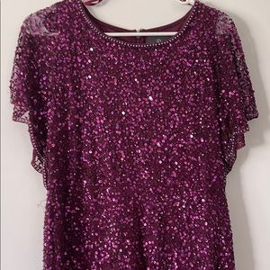 Adrianna Papell Violet Sequence Beaded Dress